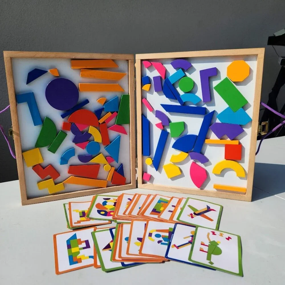Mindware Imagination Magnets Imaginets Wood Geoform Wooden Magnetic Blocks and M